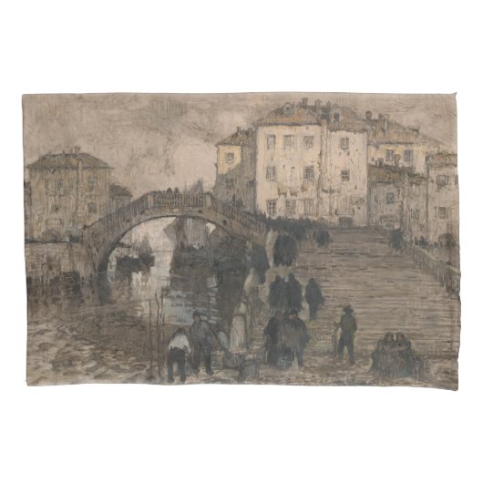 イタリア，ヴェネツィア(ヴィンテージヴェネツィアの風景) 枕カバー (正面左)