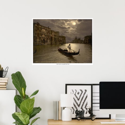 イタリア,ヴェネツィア,月明かりの下にあるグランドカナル ポスター (ホームオフィス)