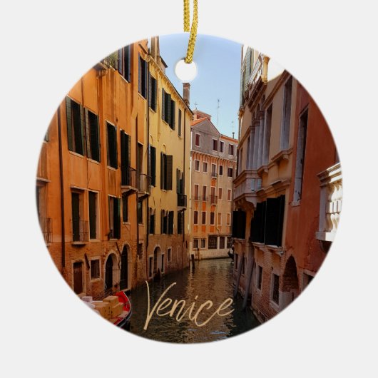 イタリア ヴェネツィア 水路の建物 旅行 セラミックオーナメント (正面)