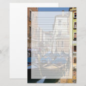 イタリア、ヴェネツィア、運河沿いに係留されたゴンドラ 便箋 (正面/裏面)
