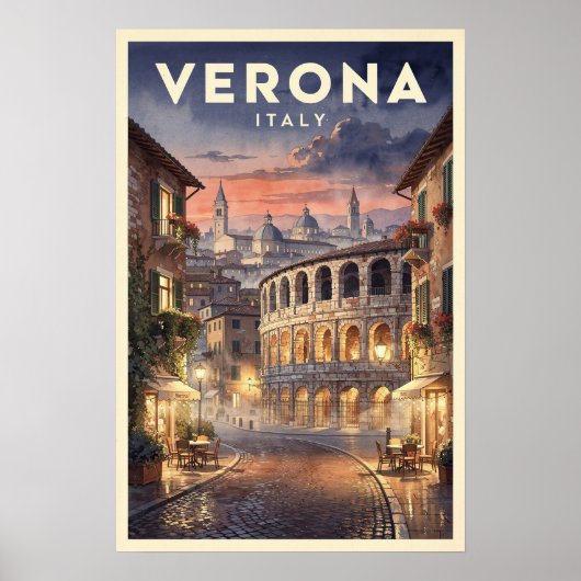 イタリア ヴェローナ ヴィンテージ トラベル ポスター (正面)