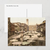 イタリア，ヴェローナ， Piazzi delle Erbe ポストカード (正面/裏面)