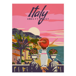 イタリア,休暇のレディ,リビエラ海岸のポスター ポスター