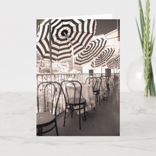 イタリア，古風なレストランのバルコニー カード (正面)