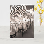 イタリア，古風なレストランのバルコニー カード (黄色い花)