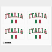 イタリア+国旗 長方形シール (シート)