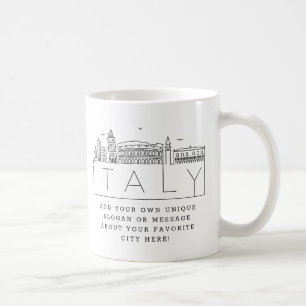 イタリア 様式化された都市スカイラインのスカスタムローガン コーヒーマグカップ
