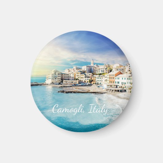 イタリア 海 ビーチ 地中海 風景画 マグネット (正面)