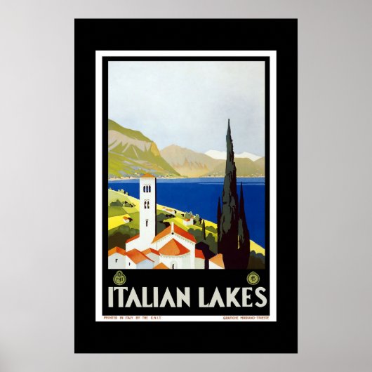 イタリア 湖 旅行 レトロ ヴィンテージ 画像 プリント (正面)