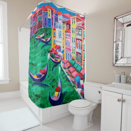 イタリア，美しいヴェネツィアの油絵キャンバス シャワーカーテン (インサイチュ)