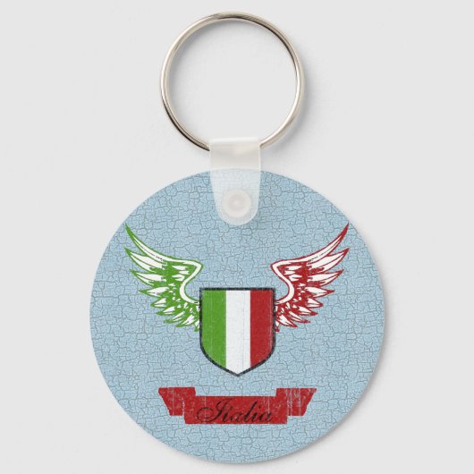 イタリア 羽根 ヴィンテージ フラグ キーホルダー (正面)