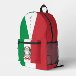 イタリア、赤と緑のバックパック、イタリア国旗 プリントバックパック