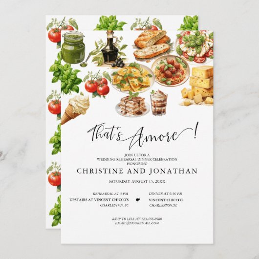 イタリア |食イタリアンべ物 |リハーサルディナー 招待状 (正面/裏面)