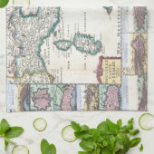 イタリア(1706年)のヴィンテージの地図 キッチンタオル (折り畳み)