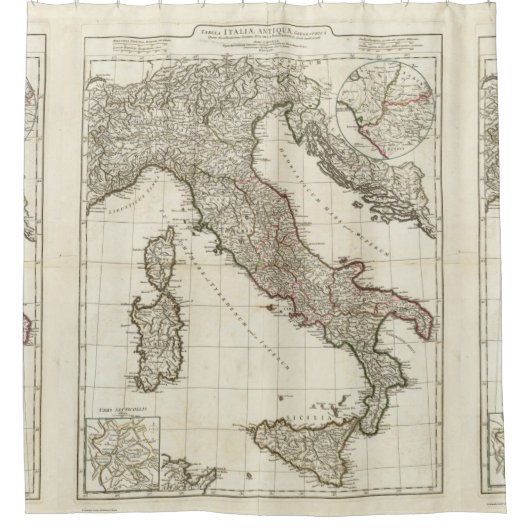 イタリア(1764年)のヴィンテージの地図 シャワーカーテン (正面)