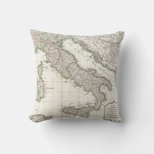 イタリア(1770年)のヴィンテージの地図 クッション (正面)