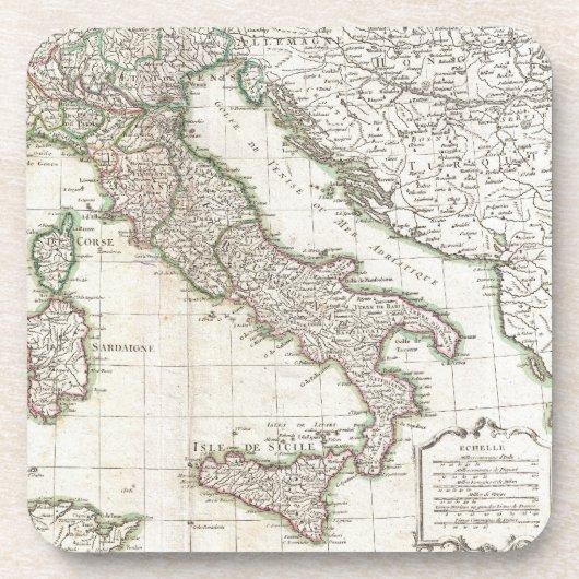 イタリア(1770年)のヴィンテージの地図 コースター (正面)