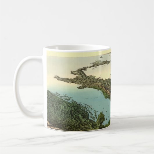 イタリア(19世紀)のマグのヴィンテージ3Dの地図 コーヒーマグカップ (左)