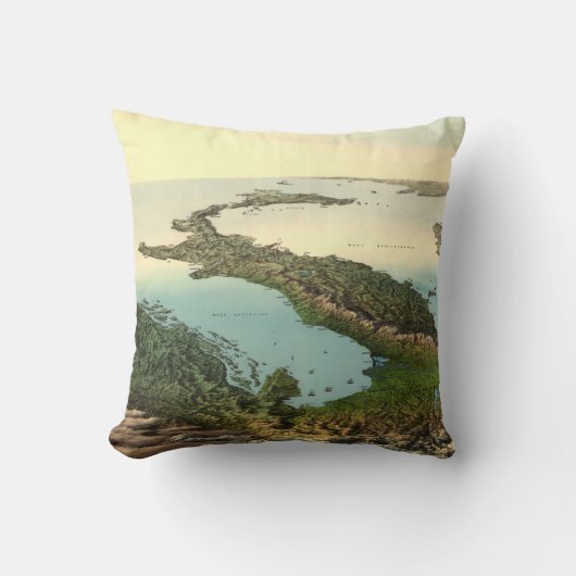 イタリア(19世紀)の枕のヴィンテージ3Dの地図 クッション (正面)