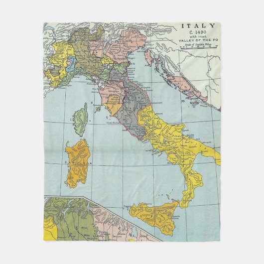 イタリア(1912年)のヴィンテージの地図 フリースブランケット (正面)