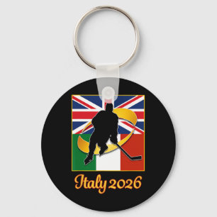 イタリア 2026 アイスホッケー イギリス イタリア国旗 ウィ キーホルダー