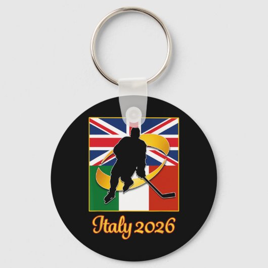 イタリア 2026 アイスホッケー イギリス イタリア国旗 ウィ キーホルダー (正面)