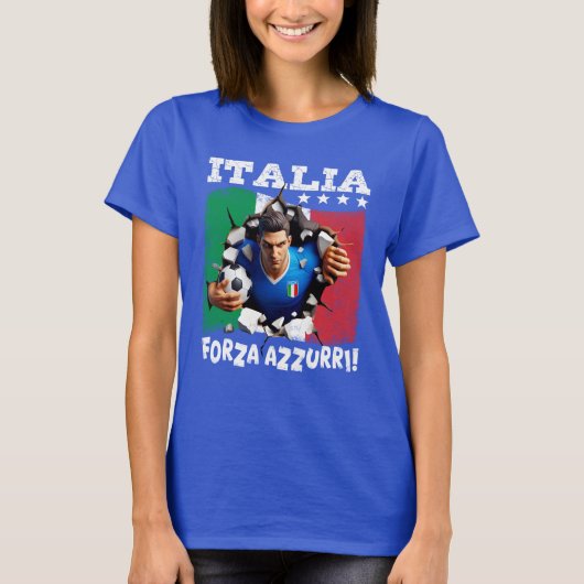 イタリア 3D フォルツァ アッツーリ Tシャツ (正面)
