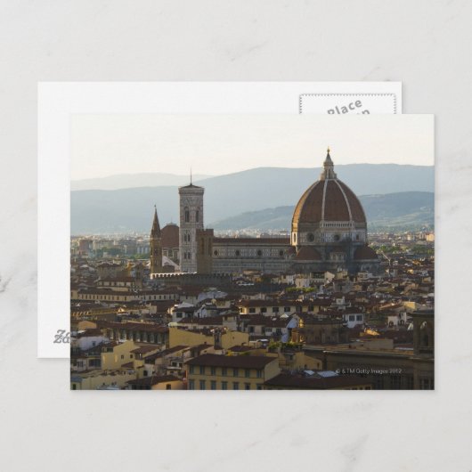 イタリア、Basilica diサンタが付いているフィレンツェの眺め シーズンポストカード (正面/裏面)