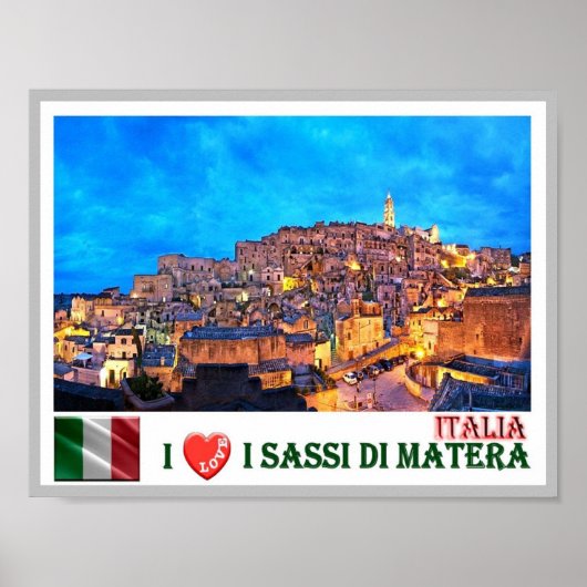 イタリア – Basilicata - I Sassi di Matera - I Love - ポスター (正面)