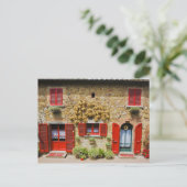 イタリア、Lucinano、レッドシャッターと収穫 ポストカード (スタンド正面)