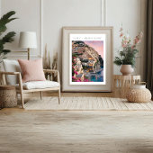 イタリアAmalfiコーストポジターノフラワーズプリントポスター ポスター