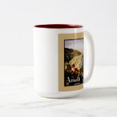 イタリアAmalfiコーストヴィンテージ旅行ポスター ツートーンマグカップ (正面右)