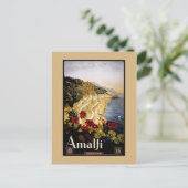 イタリアAmalfiコーストヴィンテージ旅行ポスター ポストカード (スタンド正面)