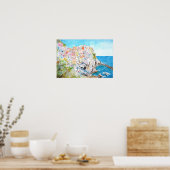 イタリアCinque Terre水色絵画の ポスター (キッチン)