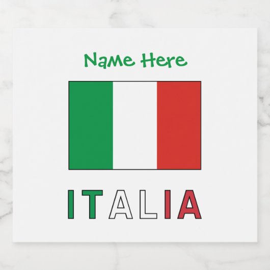 イタリアeバンディエライタリアナグリーンパーソナライゼーション スパークリングワインラベル (シングルラベル)