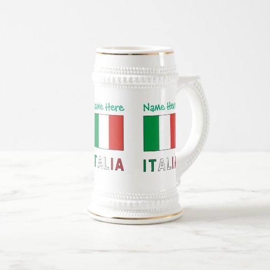 イタリアeバンディエライタリアナグリーンパーソナライゼーション ビールジョッキ (正面右)