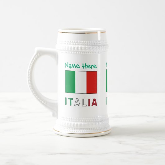 イタリアeバンディエライタリアナグリーンパーソナライゼーション ビールジョッキ (左)