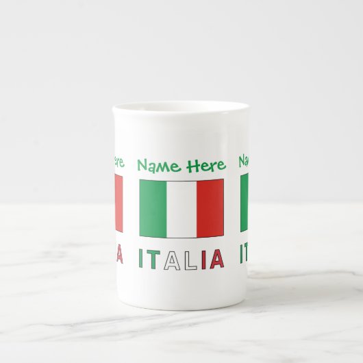 イタリアeバンディエライタリアナグリーンパーソナライゼーション ボーンチャイナマグカップ (正面)