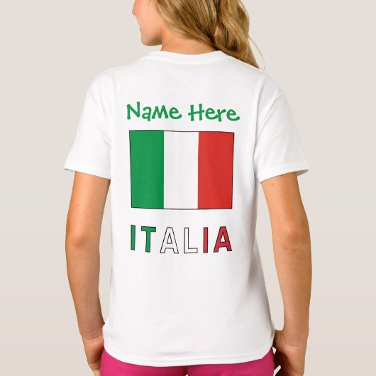 イタリアeバンディエライタリアナグリーンパーソナライゼーション tシャツ (裏面)