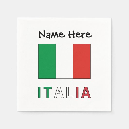 イタリアeバンディエラItaliana con il Tuo Nome スタンダードカクテルナプキン (正面)