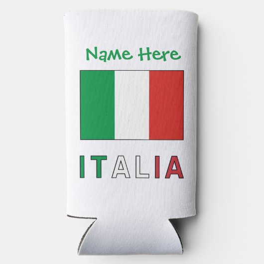 イタリアeバンディエラItaliana con il Tuo Nome スリム缶クーラー (裏面)