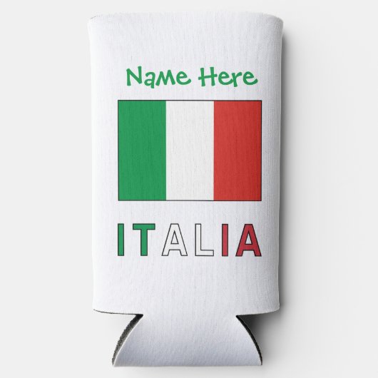 イタリアeバンディエラItaliana con il Tuo Nome スリム缶クーラー (正面)