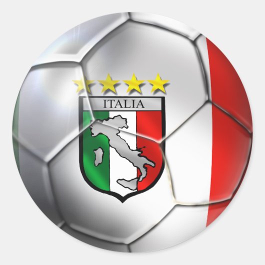 イタリアForza Azzurri Calicoサッカーボール国旗のスポーツ ラウンドシール (正面)