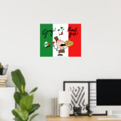 イタリアGrazieピザシェフワインキスXOXOアートポスター ポスター (ホームオフィス)