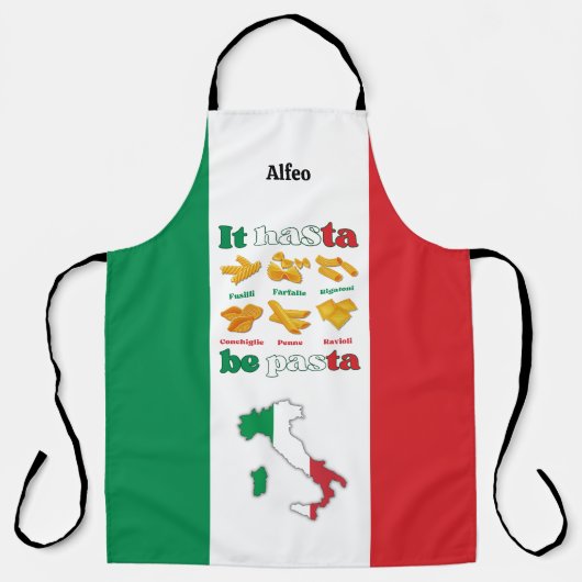 イタリアITハスタビーパスタファミリー エプロン (正面)