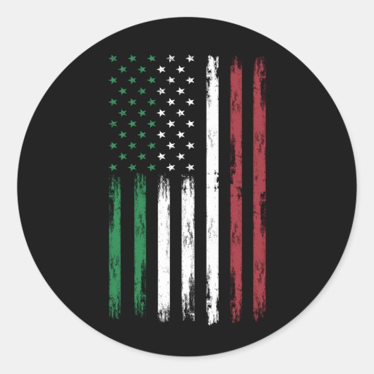 イタリアUSA国旗7月4日愛国的アメリカン・イタリア ラウンドシール (正面)