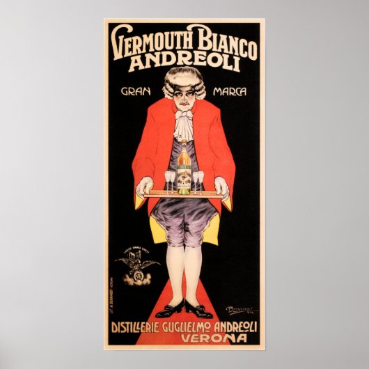 イタリアVerona VERMOUTH BIANCOリキュールドリンク広告 ポスター (正面)
