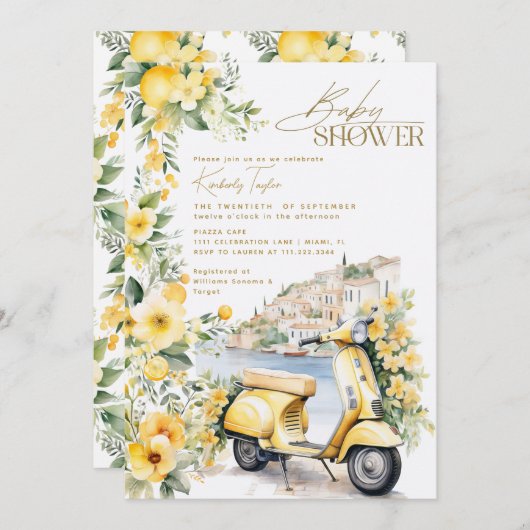 イタリイタリアンアポジタノアマルフィベビーシャワー 招待状 (正面/裏面)