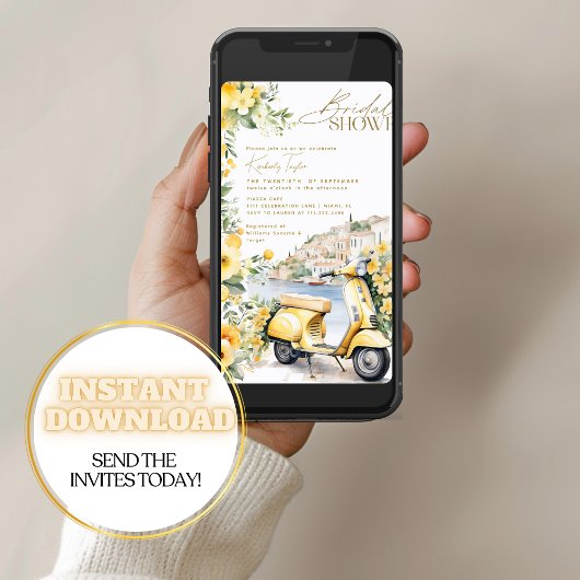 イタリイタリアンアポジタノアマルフィヴェスパブライダルシャワー 招待状