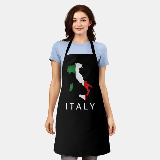イタリイタリアンア国旗の赤い白の緑イタリアの地図 エプロン (着用した状態)